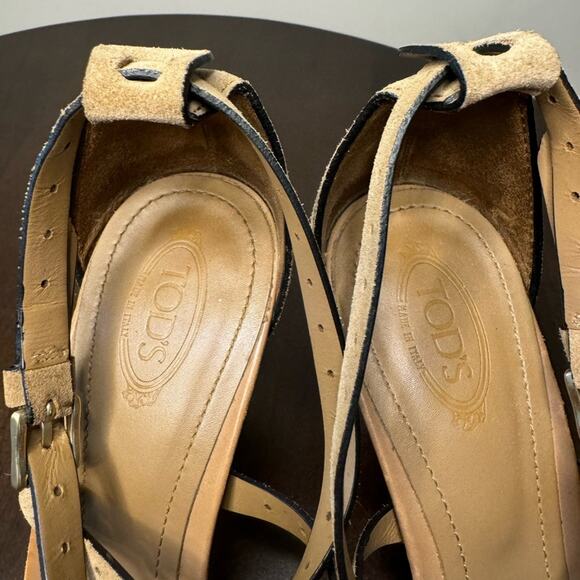 Tod's Suede Buckle Strap Heeled Sandals - Size 38 - Picture 9 of 9
